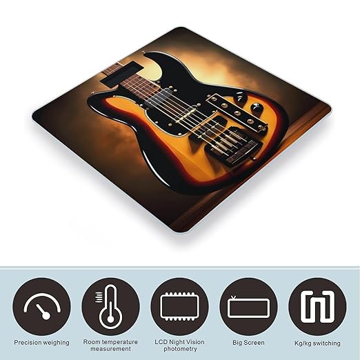 Instrumental GuitarScale for Body Weight with LCD High Precision Weighing Scales Fashion Sturdy Tempered Glass Weight Scales Easy-to-Read Digital Bathroom Scale for Daily 400lb