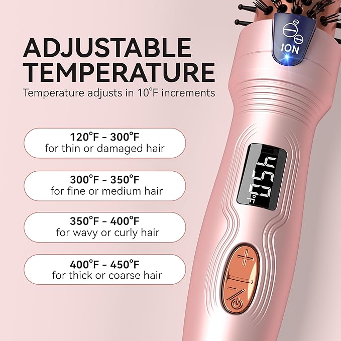 Thermal Brush MINI &amp Tiny 1 Inch Ionic Curling Brush for Shiny Hair Tourmaline Ceramic Ionic Curling Iron Brush for Short to Medium Hair Adjustable Temperature Dual Voltage Compact-Size