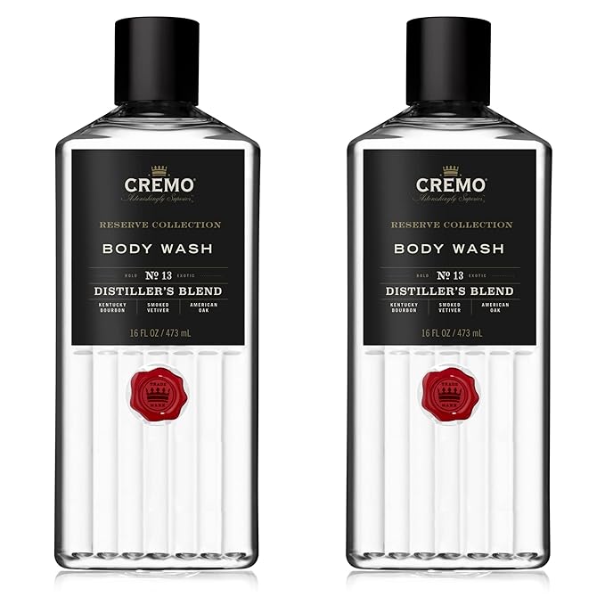 Cremo Rich-Lathering Distiller’s Blend (Reserve Collection) Body Wash An Elevated Blend with Notes of Kentucky Bourbon Smoked Vetiver and American Oak 16 Fl Oz (Pack of 2)