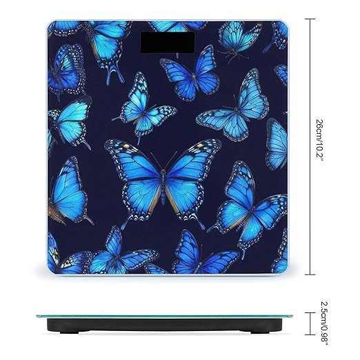 Digital Bathroom Weighing Scale Energy Saving Scale Smart Scale for Body Weight Beautiful Butterflies Blue Butterfly