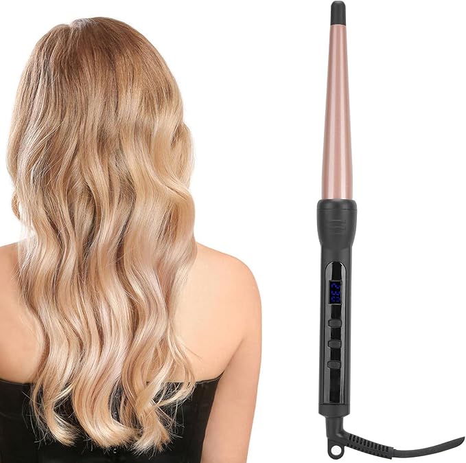 Hair Curling Wand Electric Ceramic Tourmaline Hair Curler with LCD Screen and Anti Scalding Helmet Hairing Curling Wands for All Types