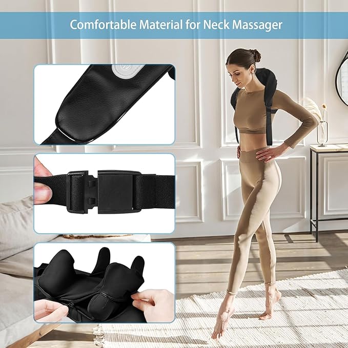 BIBIRE Neck Massager with Heat Cordless Shiatsu Deep Tissue Shoulder Massager with 6 Kneading Nodes for Back Neck Leg Muscle Relief Gift for Men Women Home Office Use