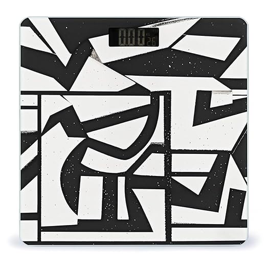 Black and White Lines Smart Scale for Body Weight Accurate Bathroom Scale with LED Display Digital Weight Scales Weighing Machine High Precision Scales for Bath Home