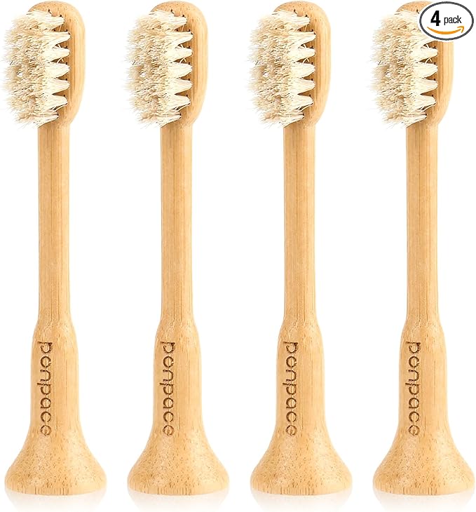 Replacement Toothbrush Heads Compatible with Philips Sonicare Eco-Friendly Bamboo Handle with Natural Horse Hair Bristles Ultra Soft &amp Deep Cleaning Zero Waste Plastic-Free Alternative
