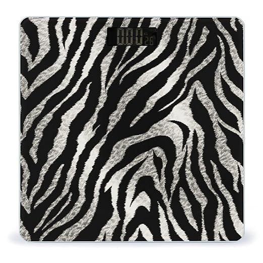 Black and White Zebra Print Scale for Body Weight Highly Accurate Digital Bathroom Scale Sturdy Tempered Glass Weighing Scales with LCD Display Fashion Body Fat Smart Scales 400lb