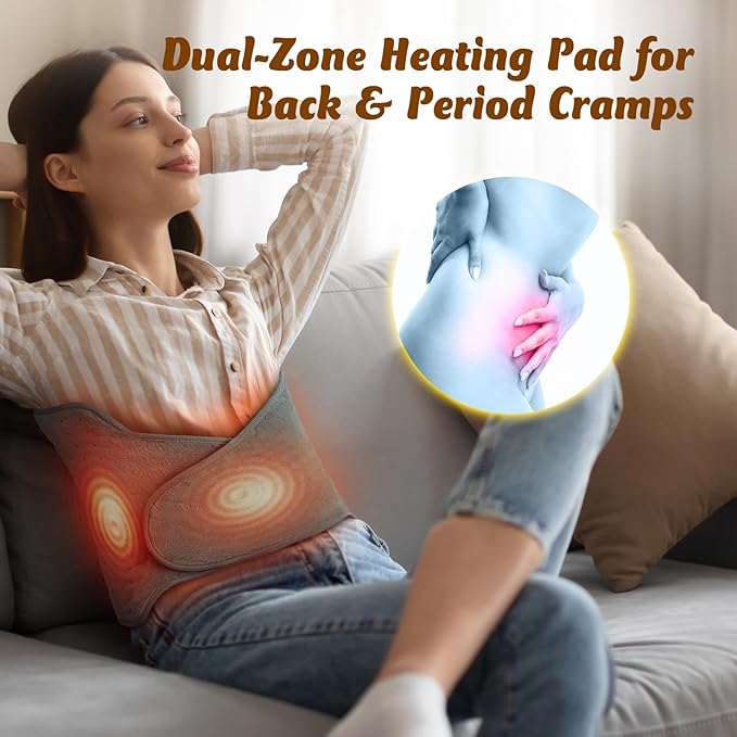 Heating Pad for Back Electric Heating Pad for Period Cramps Wrap Around Heated Pad for Waist Stomach Neck Shoulders with Belt Anniversary &amp Birthday Gifts for Women Men Mom Dad Wife Husband
