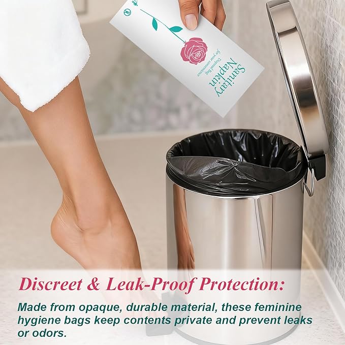 500 Pcs Floral Sanitary Napkin Disposal Bags Feminine Hygiene Leak-Proof Personal Care Biodegradable Waste Bags for Pads Tampon Liners 9 x 3.9 Inches
