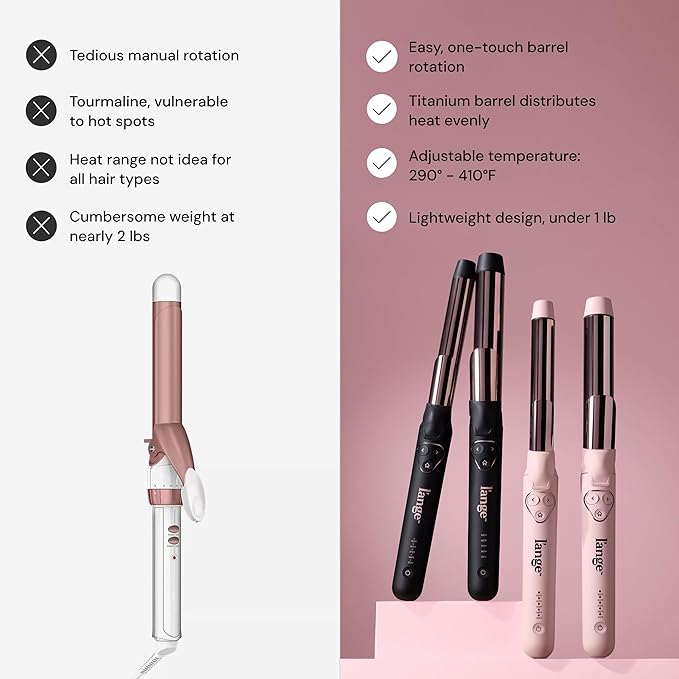 L'ANGE HAIR Le Pirouette 32MM Titanium Rotating Curling Iron Self-Rotating Curler | Curls and Waves for Beginners and Pros | Premium Titanium 1.25 Inch Barrel | Blush