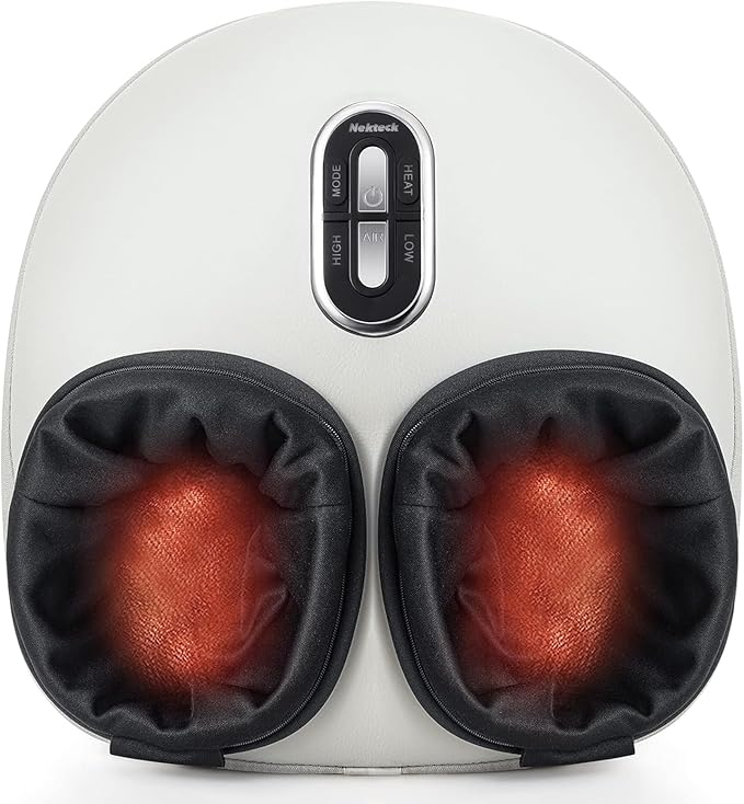Nekteck Shiatsu Foot Massager Machine with Soothing Heat FSA Eligible Air Compression Deep Kneading Therapy HSA Massage Tools Improve Blood Circulation Foot Wellness Fits Size Up to US 13