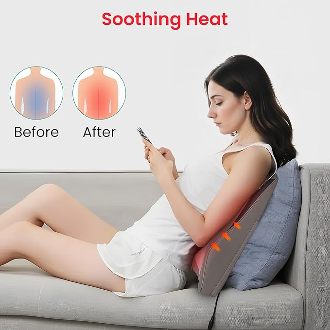 Snailax Back Massager for Back Pain Deep Tissue Shiatsu Lower Back Neck Massager with Heat 3D Kneading Massage Pillow for Neck Shoulder Legs Gifts for Mom Dad Women (Beige)