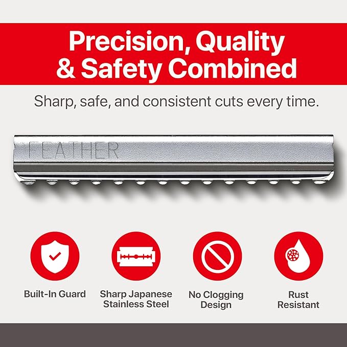 Feather Styling Razor Standard Blades - Professional Hair Cutting Blades for Styling Shaping Feathering &amp Thinning - Stainless Steel Single Edge Guarded Blade - Made in Japan - Refill Pack - 30