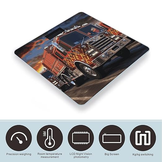 Fire Truck Bathroom Scale Ultra-Bright Liquid Crystal Screen Weight Scale Accurate Bathroom Body Scales for Body Weight Bathroom Pet Home Bedroom Gift-Giving