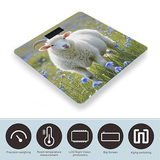 Sheep Bathroom Scale for Body Weight Bathroom Weighing Scales with Back Lit LED Display Sturdy Tempered Glass Body Weight Bathroom Scale 400lb Weighing