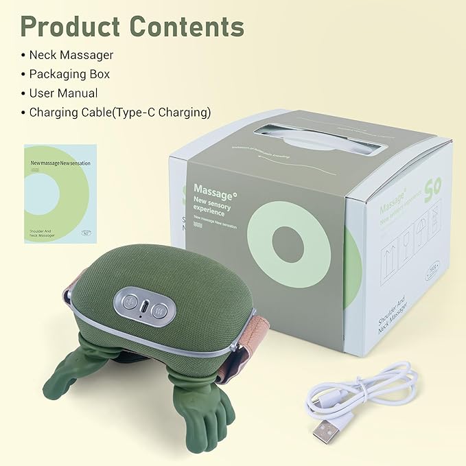 Neck Massager with Heat and 4D Shiatsu Deep Tissue Kneading for Neck and Shoulder Pain Relief Cordless Portable and Rechargeable Neck Massager Suitable for Home Office and Travel
