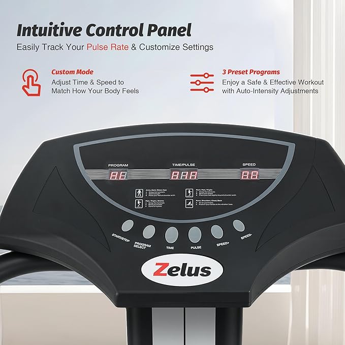 ZELUS Vibration Plate Exercise Machine with Handles Vibration Plate for Lymphatic Drainage with 2 Resistance Bands (3 Preset Modes 99 Levels)