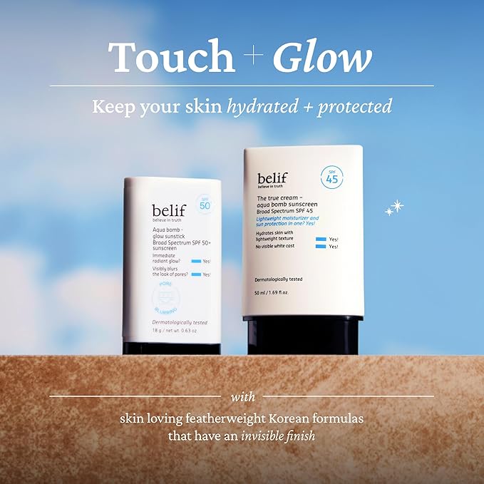 belif Aqua Bomb SPF 45 Hydrating Niacinamide Sunscreen (1.69 fl. oz) - The True Cream PA++++ Daily Broad Spectrum No White Cast Weightless &amp Invisible Non-Greasy Korean Skincare | Hydrating