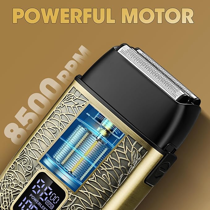 Electric Shavers for MenPowerful Motor Electric RazorHead Shavers for Bald MenTriple Foil Beard TrimmerBarber Supplies LED Displays &amp USB Charging Waterproof Shaver Gifts