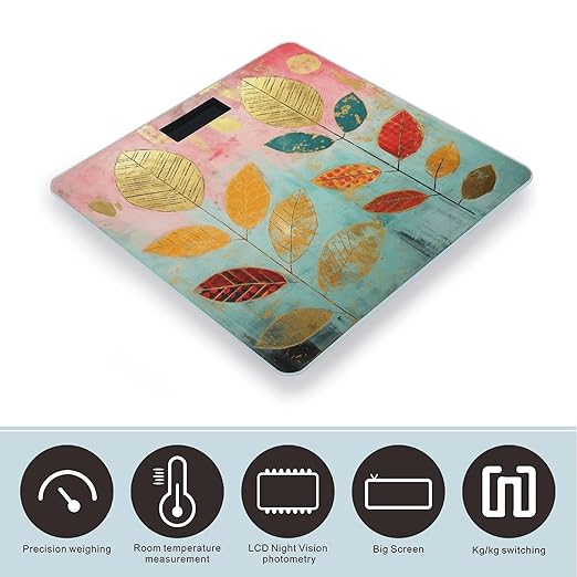 Leaves Collage Scale for Body Weight Smart Scales Digital Bathroom Scale High Precision Weighing Scales with Large Display Weighing Machine for People