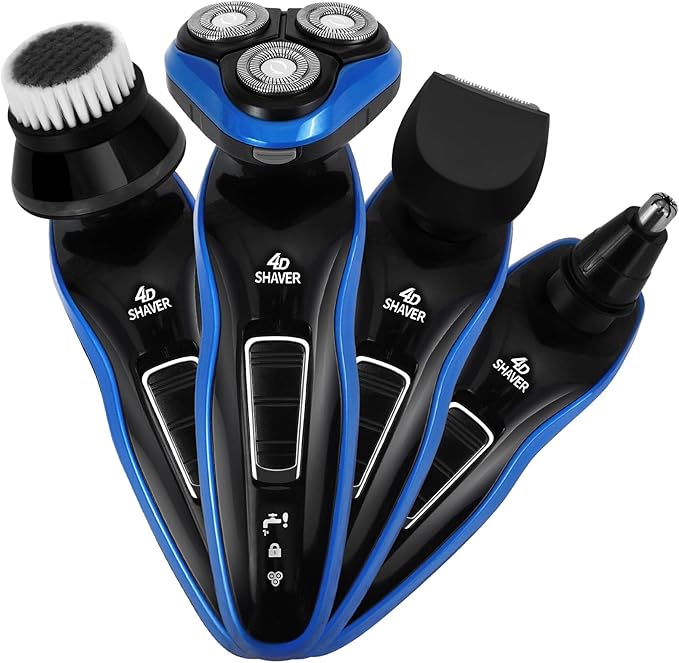 4-in-1 Electric Shaver for Men All-in-One Men's Grooming Kit Rechargeable Waterproof Men Electric Shaver Wet &amp Dry Shaving with Cordless Beard Nose Hair Trimmer