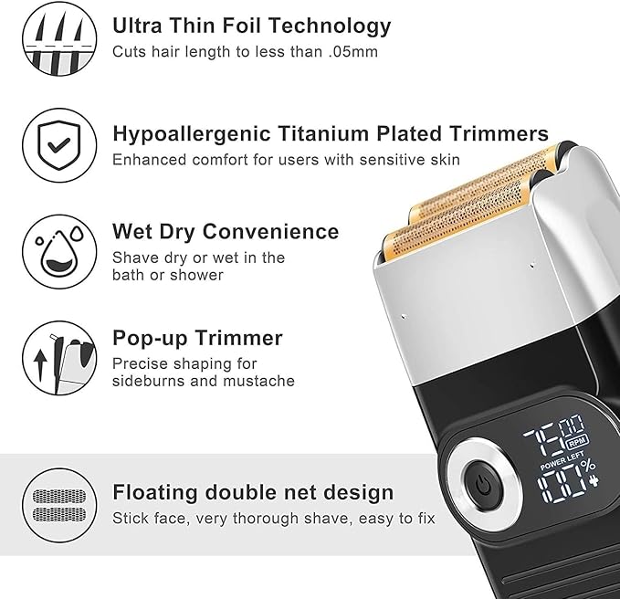 Electric Razor for Men Rechargeable Hair Shaver for Men Electric Shaver Beard Electric Razor Bald Head Fades Shaving Machine Finishing Tools
