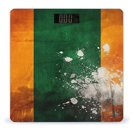 Orange and Green Pattern Smart Scale for Body Weight Accurate Bathroom Scale with LED Display Digital Weight Scales Weighing Machine High Precision Scales for Bath Home