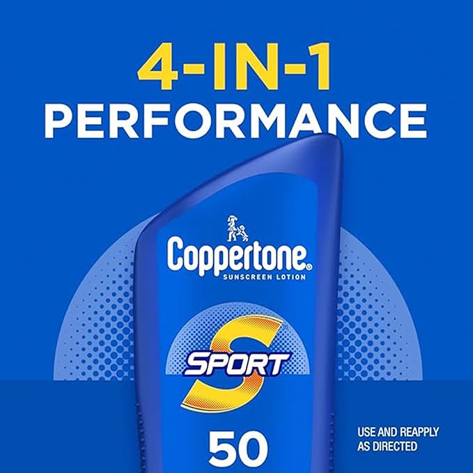 Coppertone Sport Sunscreen Pack Water Resistant Sunscreen Sport Sunscreen Lotion SPF 50 7 Fl Oz Bottle (Pack of 2) + Sport Face Sunscreen Lotion SPF 60+ 2.5 Fl Oz Tube