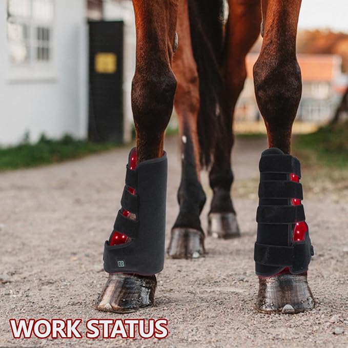 2026 Horse Red Light Therapy BootTherapy for Horse Leg Stifle Pain 850nm＆660nm Infrared Light Therapy for Equine Muscle RecoverySmart Timer 20 MinutesAdjustable Brightness 4 Modes(Left+Right)