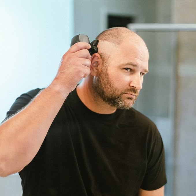 Freebird FlexSeries Electric Head &amp Body Hair Shaver - Mens Cordless Rechargeable Wet/Dry Skull Bald Head Back &amp Groin Waterproof Razor with Rotary Blades Clippers Nose Trimmer Brush Massa