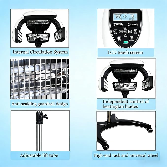 Wall Mounted/Vertical Hair Dryer for Salon with Hood &amp Hair Steamer Cordless Hair Dryer with Stand Professional Hair Drying Tool for Hair Salon Hanging Design for Space-Save(Standing Type)