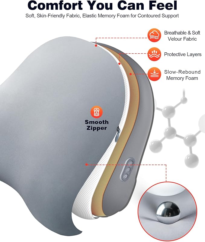 Shiatsu Back and Neck Massager with Heat – Deep Kneading Lower Back Massager Pillow for Relaxation – Corded Design for Lower Back – Gift for Your Loved Ones