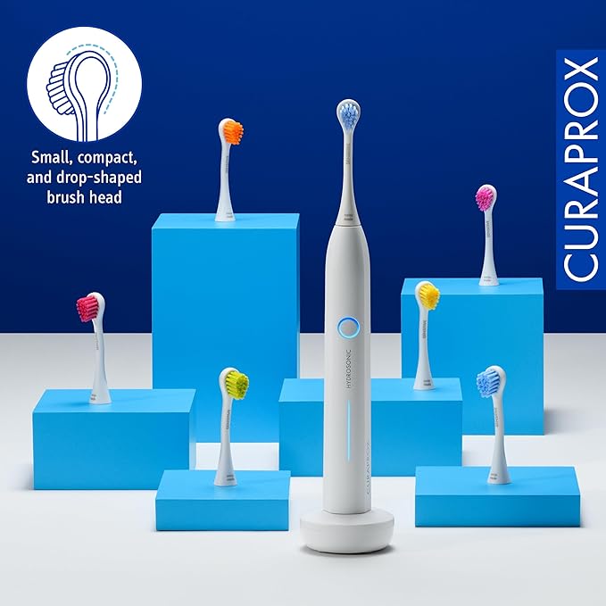 Curaprox Hydrosonic Brush Heads Rainbow Sensitive Duo – for Gentle Gum Care &amp Precise Cleaning | Magenta/Green 2-Pack | Compatible with All Sonic Models | Swiss Made
