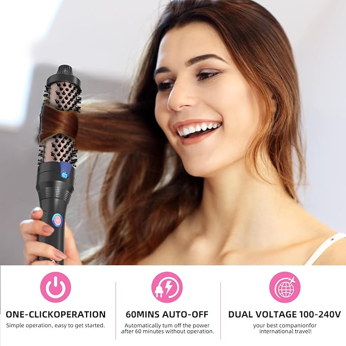 K&ampK Ceramic Tourmaline Ionic 1.25 Inch Heated Curling Brush - Volumizing Hot Brush for Root Volume Loose Curls and Styling