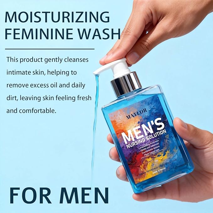 MAYLOR Men’s Intimate Wash pH Balanced Plant-Based Formula for Sensitive Skin Gentle Hydrating Cleanser with Long-Lasting Freshness Daily Body Wash (1)