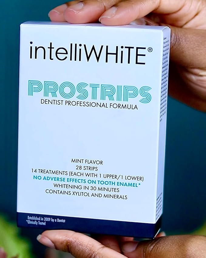 IntelliWHiTE ProStrips Teeth Whitening Strips Whitens Up to 12 Shades Enamel-Safe Gentle Remineralizing Formula Dentist Formulated for Sensitive Teeth (28pk Mint Flavor)
