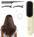 Go Brush Pro for Short HairCordless Hair Styling Brush 2-in-1 Smart Styler Fast HeatPortable Straightener Brushs for TravelFast Heating Cordless Mini Brushs(White)