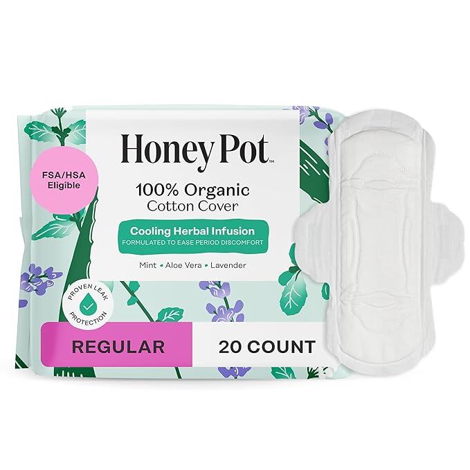 The Honey Pot Company - Prebiotic Feminine Wash &amp Regular Pads Bundle - pH Balanced Natural Hygiene Feminine Products - Herbal Infused Sanitary Pads for Women - Feminine Care
