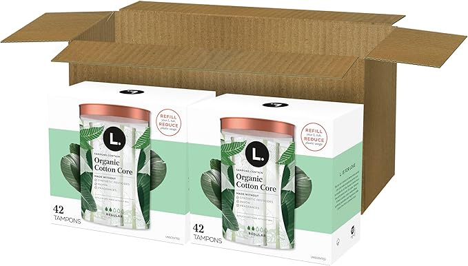 L. Cotton Tampons Regular Absorbency Contains an Organic Cotton Core Made Without Synthetic Pesticides or Fragrances 84 Count (2 Packs of 42)