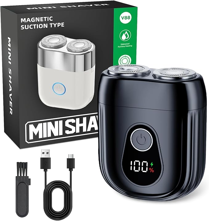 Portable Mini Electric Shaver for Men &amp Women – USB-C Rechargeable Waterproof Cordless Razor Compact Travel Face &amp Body Trimmer for Home &amp Business (Silver)
