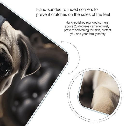 Digital Bathroom Scale for Body Weight Scale with Bright LCD Display High Accuracy Step-On Technology Auto On/Off Cool Pug Dog Digital Scales 400 Lbs /180kg