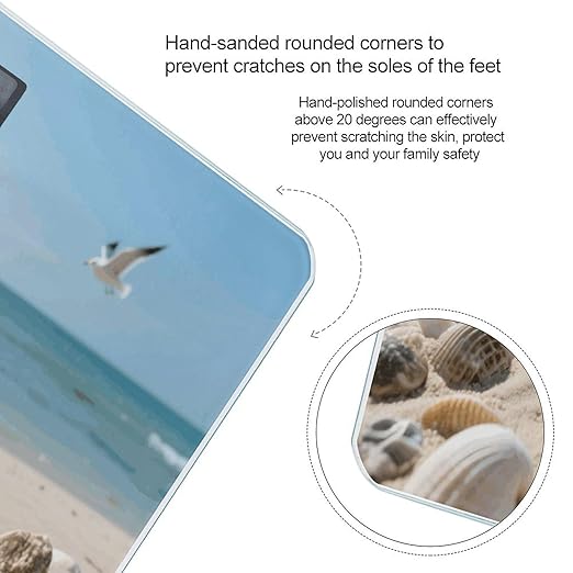 Sea Shells and Starfish Weight Scale Cute Bathroom Scale for Body Highly Accurate Digital Weighing Machine for People Compact LCD Display Scales with Sturdy Toughened Glass Scales