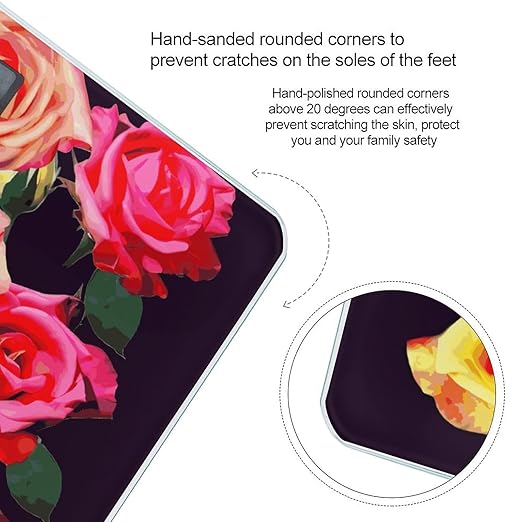 Roses Colored Weight Scale Digital Electronic Scales Bathroom Scale Larg LCD Backlight Display High Precisio MeasurementsTempered Glass