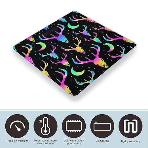 Digital Bathroom Weighing Scale Energy Saving Scale Smart Scale for Body Weight Goth Moon Stars Hunting Deer Skulls
