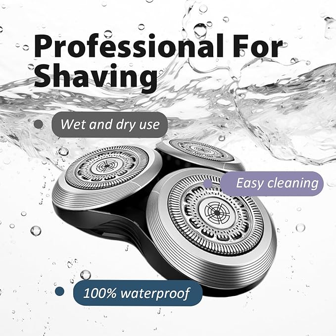 SH90 Replacement Rotary Heads for Philips Norelco Shavers Series 9000 New Version of Metal Wheel Buckle and Upgrade Double-Layer Precision Blades