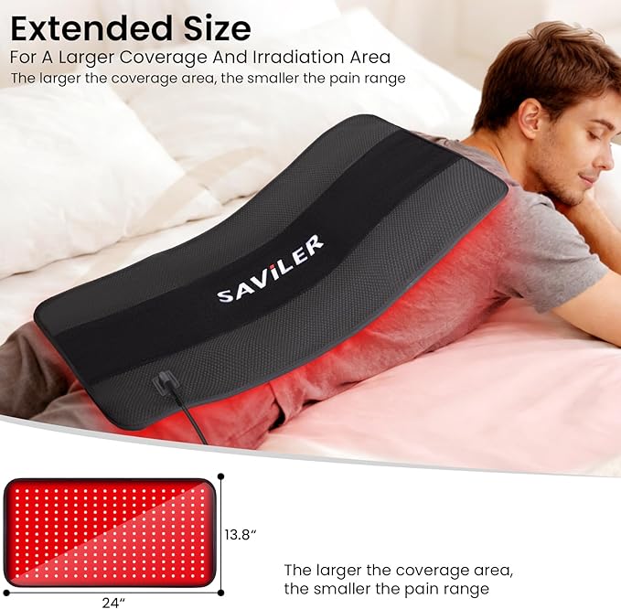 SAVILER® 260 LEDs Large Red Light Therapy Pad for Body 32W 660nm &amp 850nm Near Infrared Light Therapy Wrap with Timer Red Light Therapy Belt for Back Shoulder Joint Muscle