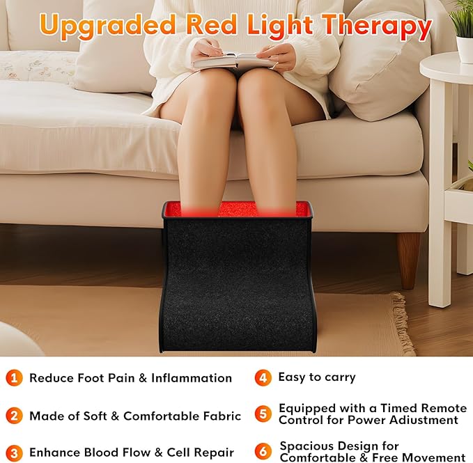 Red Light Therapy for Feet Dual Wavelength 320 Ledfor Achilles Tendonitis &amp Plantar Fasciitis Double Side Light Redlight Product for Feet &amp Ankle PainAdjustable Power and Time Controller