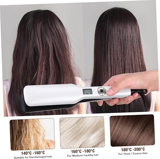Baluue Ceramic Hair Straightener and Curler Flat Iron for Women US Plug Even Heating PTC Plates Temperature Suitable for All Hair Types Durable Lifespan Sleek White Design