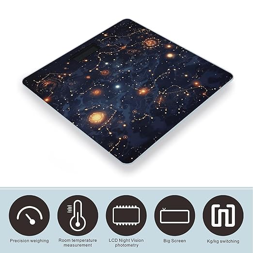 Star Constellation Map Scale with LCD Easy-to-Read Anti-Slip Weight Digital Bathroom Scale Precision Weighing Scales Sturdy Tempered Glass Body Weight Scales for Daily Use