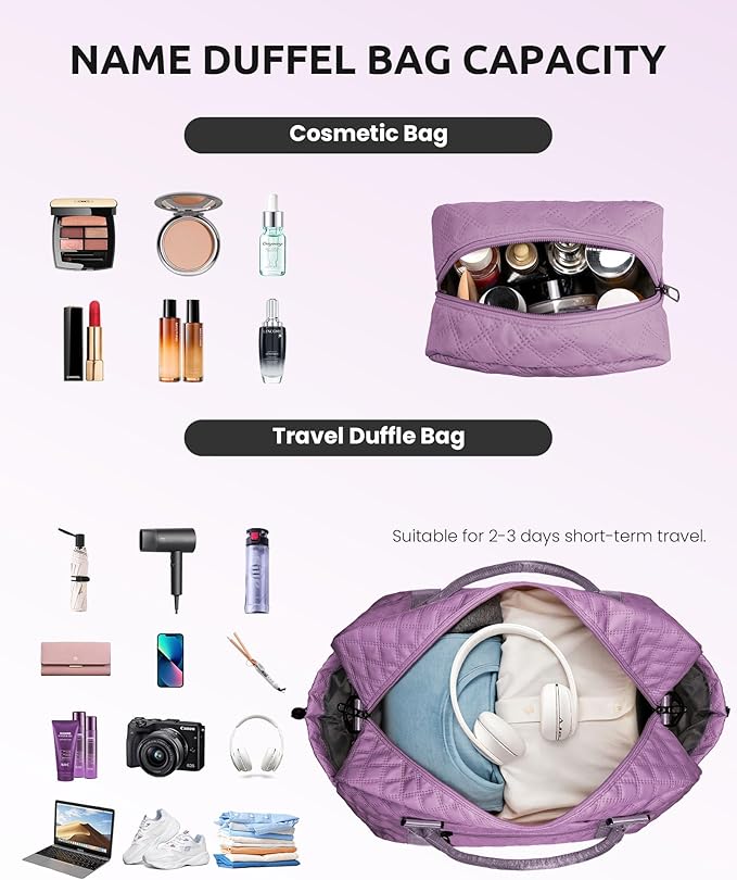 Girl Duffle Bag with Shoe Compartment Tween Weekend Duffle Bag Monogram Overnight Bag for Women with Trolley Sleeve &amp Wet Pocket Letter Kids Travel Bag with Makeup Bag (Letter K)