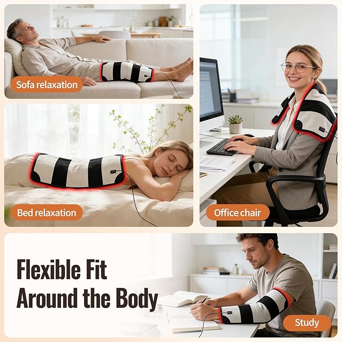 24’’ x 12’’ Red Light Therapy Belt for Body 660nm &amp 850nm Infrared Wrap with 3 Modes 5 Intensity Levels 10–90 Min Timer Adjustable LED Light for Muscle Relaxation &amp Wellness