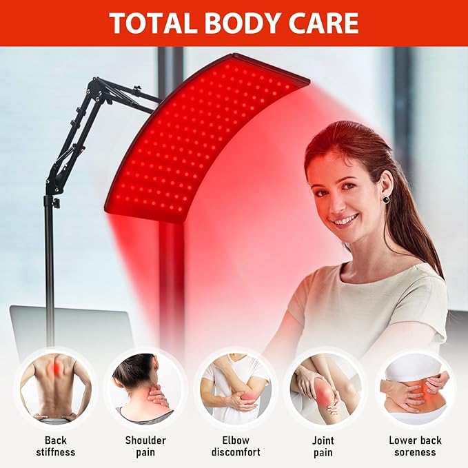 Red Light Therapy Lamp for Body Infrared Light Therapy Lamps with Stand 660nm Red Light &amp850nm Near Infrared Light Therapy Lamp Device for Body at Home with Eyes Protection Goggles（Brown Black）
